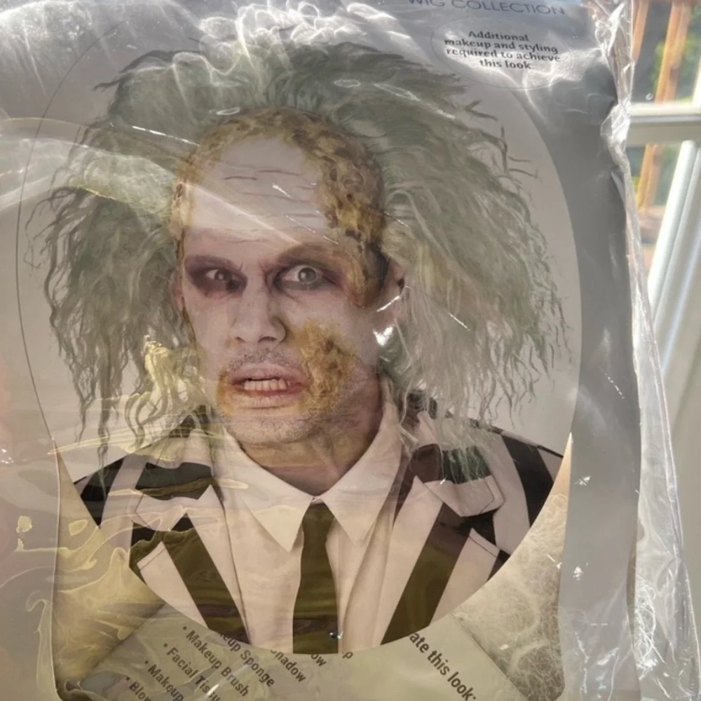 Beetlejuice, Beetlejuice, Beetlejuice Wig! (Forehead painted) Halloween Costume